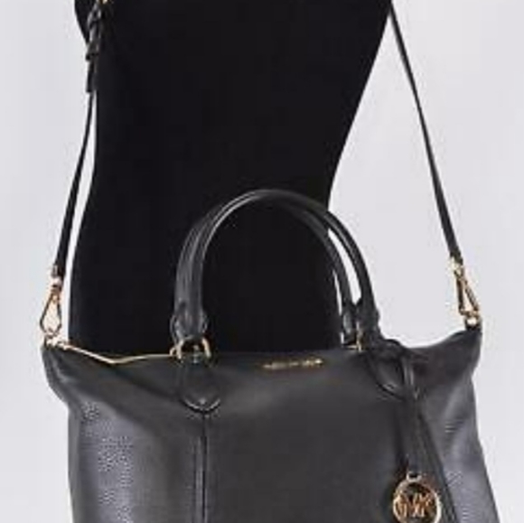 011 -MICHAEL Michael Kors Black Lenox Large Satchel, Shoulder, and Crossbody Bag - Picture 13 of 14